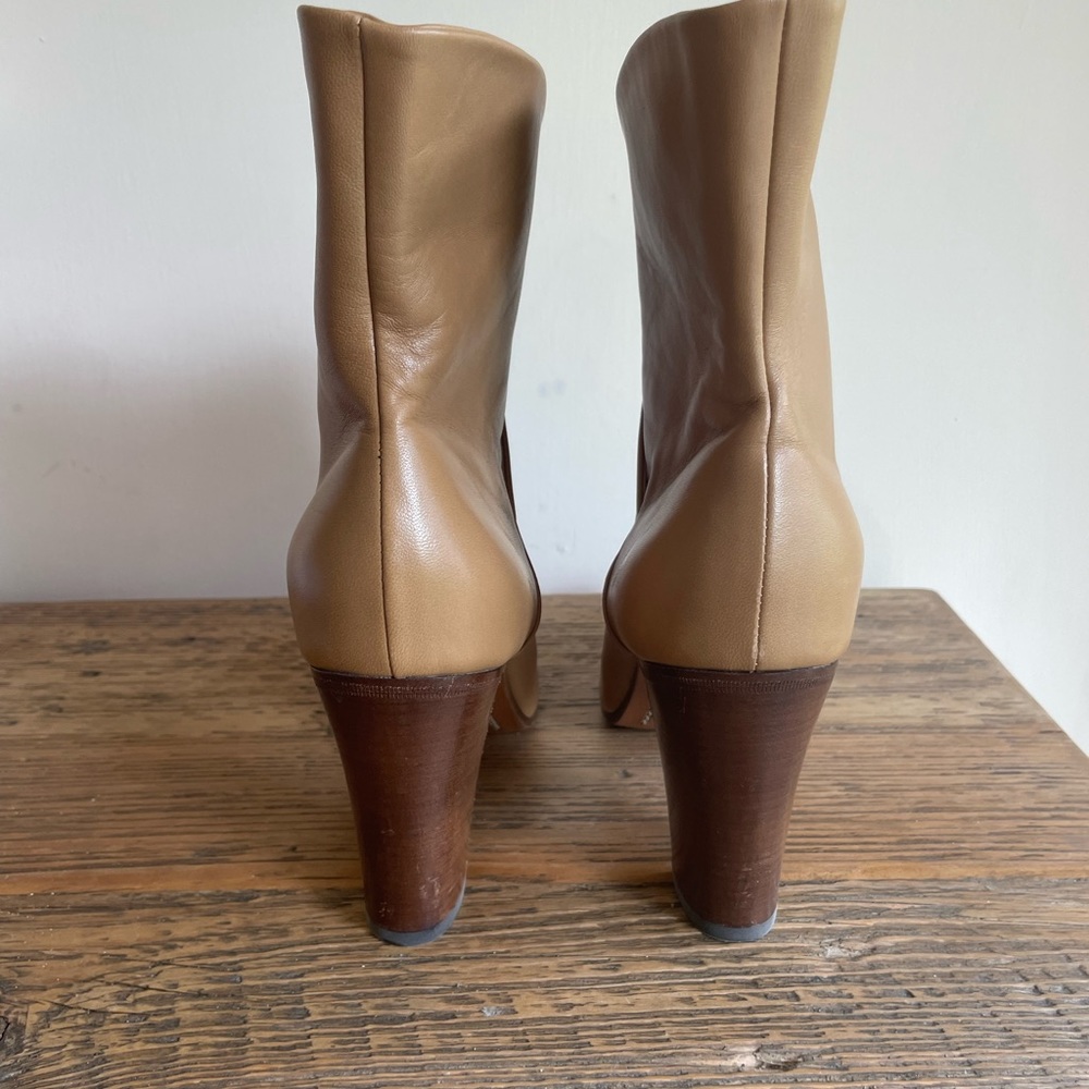 Celine Beige leather Wrap Ankle Boots Size 39.5 - Picture 4 of 8